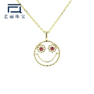 Earring Set Light Jewelry Star Eyes Cute Smiley Japanese Style9K Smile Gold Necklace Pendant Flower