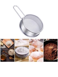 不銹鋼長柄過濾器，面粉篩迷你小面粉篩漏勺，適用於烘焙、粉狀物、糖和咖啡、麵食及茶過濾