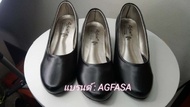 รองเท้าคัทชูผู้หญิงสีดำ แบรนด์ AGFASA ส้นหนา พื้นนิ่ม สวมใส่สบาย ไม่เจ็บเท้า