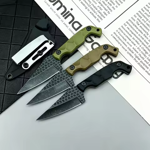 High Hardness Fixed Blade Knife with Sheath 8Cr13Mov Blade Nylon Fiber Handle Durable Camping Knife 