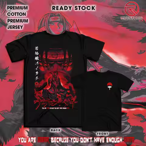 T Shirt Men Baju Uchiha Itachi Akatsuki Sharingan Anime Naruto Unisex Tee Kaos Kapas Fashion Trend S