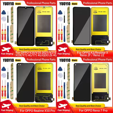 Touch Screen For OPPO K3 Reno 2F/2Z/7 Pro Realme X X50 Pro V20 2021 V21 V21E V23E Y73 4G Y75 4G IQOO