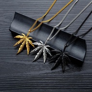 Korean Version Men's Maple Leaf Pendant hiphop Hip Hop Plant Leaf Domineering Gold-Plated Necklace