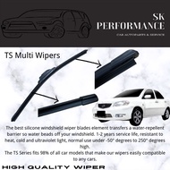 TS Multi Soft High Quality Silicone Wiper Toyota Vios NCP42 2003-2007(1 Pair) 22"/14" 550mm-350mm-Co