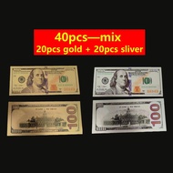 20/50/100Pcs USD 100 Dollars 24K Gold Foil Golden USD 100 Dollar Fake Bills Paper Money Banknotes Cr