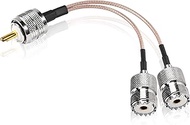 XMSJSIY UHF Male to Dual UHF Female Splitter Cable PL-259 to SO239 Coaxial RG316 Coax Cable for HAM 