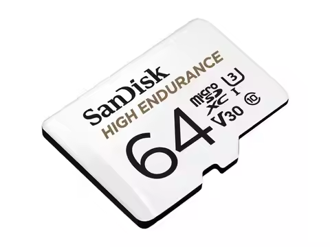 SanDisk 64GB High Endurance microSDHC C10, U3, V30, 4k UHD Memory Card with Adapter (SDSQQNR-064G-GN