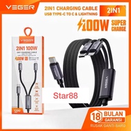 VEGER 2in1 100W Veger 2in1 100W USB C to TYPE C data cable, LIGHTNING length 120cm Quick Charge ORIG