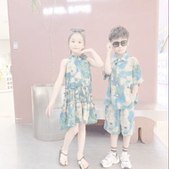 First Words Morning 0715 Sisters Outfit Boys Girls Oil Painting Chiffon Suit