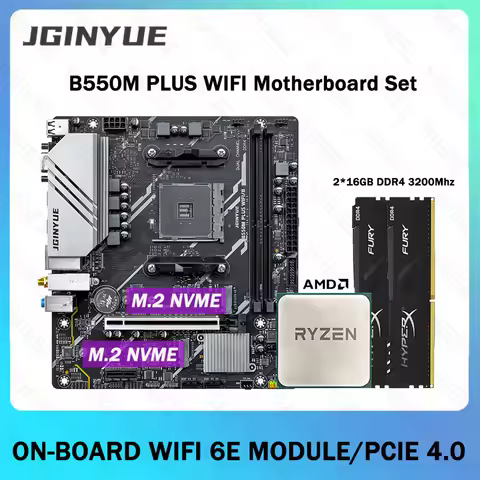 JGINGYUE B550M PLUS Motherboard Supports AMD AM4 4000/5000 Series Processors Dual Channel 2x16GB DDR
