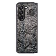 เคสโทรศัพท์ Wood Pattern Anti-Fall สำหรับ Samsung Galaxy Z Fold5 Fold6 Fold7 W23 W24 W25 ปกป้องด้านห