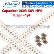 (50pcs) 0603 SMD 50V NP0 Capacitor 0.5pF 1pF 1.5pF 2.2pF  2.7pF 3.3pF 3.9pF 4.7pF 5.1pF 6.8pF 9.1pF 