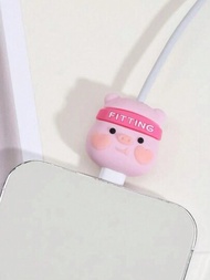 2入組粉色豬形充電器和數據線保護套,適用於iphone 14、iphone 13 Pro Max,18/20w快速充電