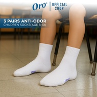 ORO 3 Pairs Anti-Odor Children Socks CA8–10 – School Socks