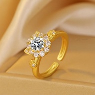 Rotatable Cat Cat Ring Female Animal Cute Shape Design Zircon Lucky Cat Ring Adjustable Opening