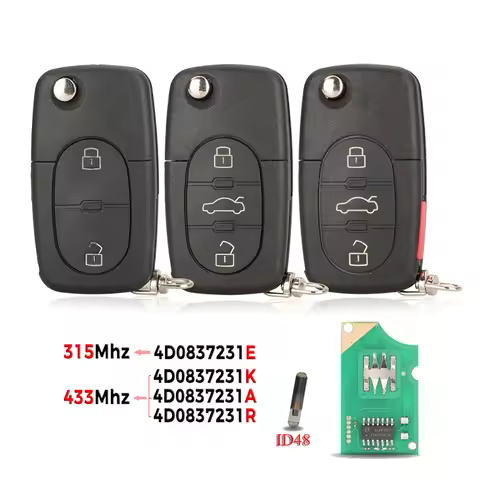 jingyuqin 315/433Mhz with ID48 Chip Flip Remote Key For Audi A2 A3 A4 A6 A8 TT 4D0837231E/K/A/R Uncu