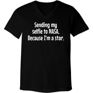 Sending My Selfie to NASA, Because I'm a Star.- Men's Ultra Soft V-Neck T-Shirt CP05 Black