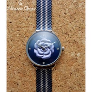 *Ready Stock*ORIGINAL Alexandre Christie 2723LHBTUBU Stainless Steel Mesh Bracelet 3D Flowers Design Ladies Watch