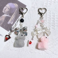 Small Fresh Japanese Cute Sweet Small Cake Cute Fun Creative Flocking Puppy Keychain Jewelry Gift Z6