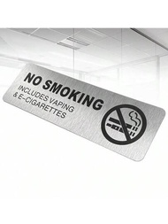 1張禁止吸菸標誌,刷砂鋁塑板壁貼,可防水適用於辦公室、餐廳、浴室等場所,尺寸為9*2.95英寸