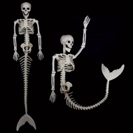 DGJLI Halloween Skeleton Mermaid Movable Joints Scary Mermaid Skeleton Decoration Haunted House Part