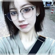 eo optical eyeglasses anti radiation eyeglasses for women with case glasess anti radiation ionspec eye glasses Vintage Half-Frame Pure Desire Square Round Face Slimmer Look Plain Korean Female Swan With Degree Myopia Glasses ins High @-