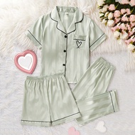 Bộ 3 áo len cardigan tay ngắn kẻ sọc dưa hấu cho bé gái kèm quần short và quần dài Bộ đồ ngủ thường 