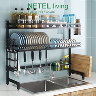 NETEL Kitchen Organizer Rack Rak Pinggan Sink Dish Rack Stainless Steel Rak Dapur Kitchen Dish Drain