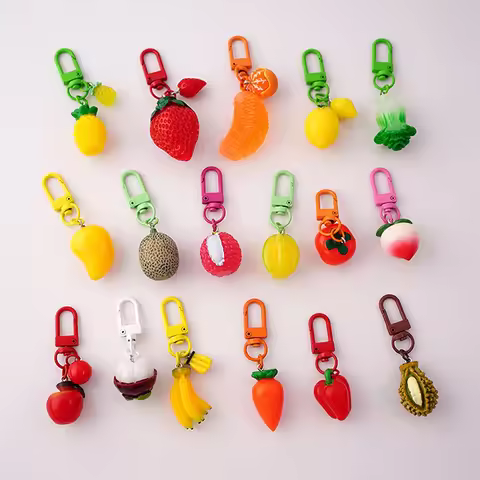 Funny Simulation Fruit Mangosteen/pineapple Keychain Fashion Creative Watermelon/Strawberry KeyRing