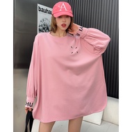 Y2 style ️ Loose Embroidered Letter Sleeve Drawstring Cotton T Y2style European American Design Kore