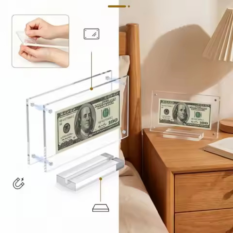 1/2/5pcs Transparent Acrylic Dollar Bill Display Frame Household Banknote Collection Stand Plexiglas