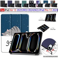 For iPad Air 13 Air13 2025 M3 2024 M2 iPad Pro 13 2024 13inch Tablet PU Leather Case Adjustable Fold