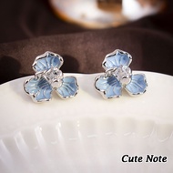 Cute Note camellia blue camellia earrings B840