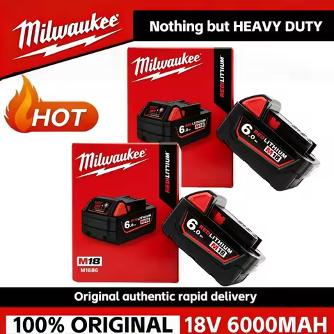 100% New Milwaukee M18 6.0Ah High Output Battery 18V Lithium-ion Rechargeable for Milwaukee M18 Cord
