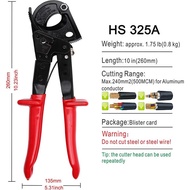 HS-325A 0 Cutter,Heavy Duty Aluminum Copper Ratchet Cable Cutter and Wire cutter up to 240mm2 2 4