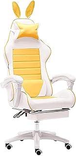 Gaming Chair Racing Desk Chair Ergonomic Office Chair Executive High Back PU Leather Task Chair with Padded Armrests &amp; Footrest Rolling Swivel Chair for Men Teens (Color : A) lofty ambition