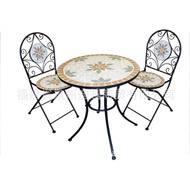 Round Table Outdoor Outdoor Leisure Courtyard Furniture Table Chair Iron Art Iron Art Three-Piece Se