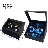 MELANCY brand fully automatic watch winder snakeskin style 3+3/6+6 slot blue LED light + cover opening emergency stop function automatic winding deviceMQ-P3+3/6+6