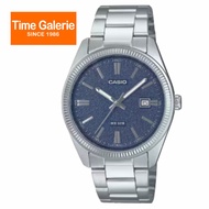 Casio MTP-1302DA-2A1V Date Display Blue Dial Stainless Steel Strap Analog Men Watch
