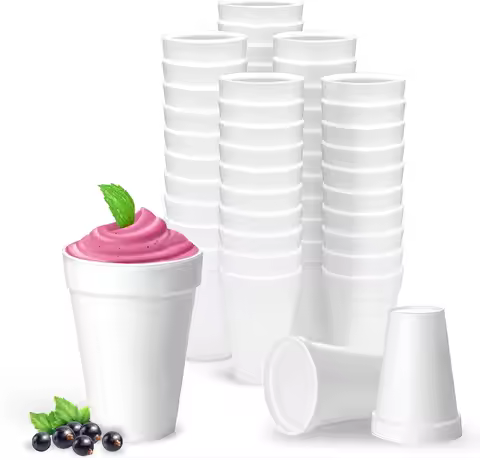 16 Oz Disposable Foam Cups (50 Pack), White Foam Insulates Hot & Cold Beverages, Made in the USA, To