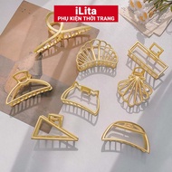 Korean crab claw hairpin for beautiful women hottrend metal iLita bag cute hair bun with 3 teeth, 5 