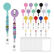 Beaded Badge Reel Strip Retractable DIY Badge Reel Kit Nurse ID Card Holder for Teacher Office Suppl