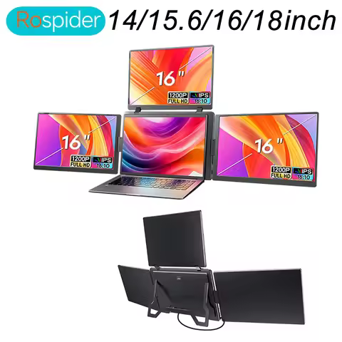 Triple Screen Portable LCD Backlit Monitor FHD Display Secondary Screen Connected to Notebook with 1
