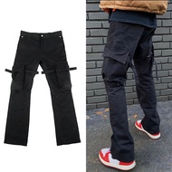 Trend High Street Cargo Pants with pockets Men and Women Loose Vibe Flared Straight Pants All match 