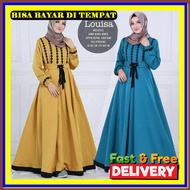 Gamis Long Dress Dres Drees Abaya Baju Jubah Syari Dress Plain Clothes Front Buttons Muslim Muslimah