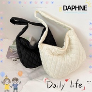 ♞,♘DAPHNE Warm Puffy Handbag Lightweight Quilted Tote Bag Plaid Shoulder Bags Women Winter Large Ca