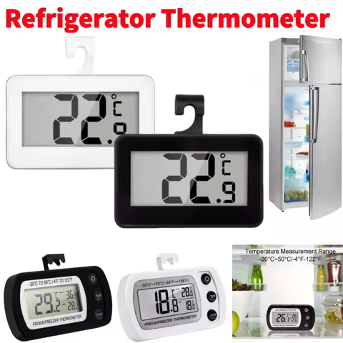 Digital Refrigerator/Freezer Thermometer LCD Display Household Thermometer Hanging Hook Mini Refrige