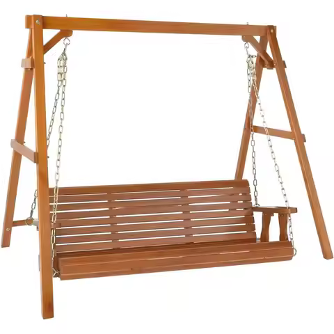 5 T Outdoor Porch Swing with e, Heavy Duty 880 LBS Patio Hanging Swing with Stand or Backyard & Gard