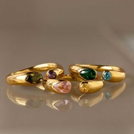 December Birthstone Open Ring December Birthstone Ring Inner Vacuum Plating Real Gold