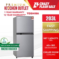 Toshiba 203L Inverter 2 Door Fridge GR-B22MP(SS) | Ag+ Bio Deodorizer | Chiller Room Cooling | Freezer Room Shelf Slot GR-B22MP